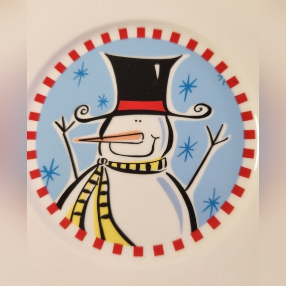 2/$30 Kathtryn Beich Snowman Dessert Appetizer Plates - Picture 6 of 9
